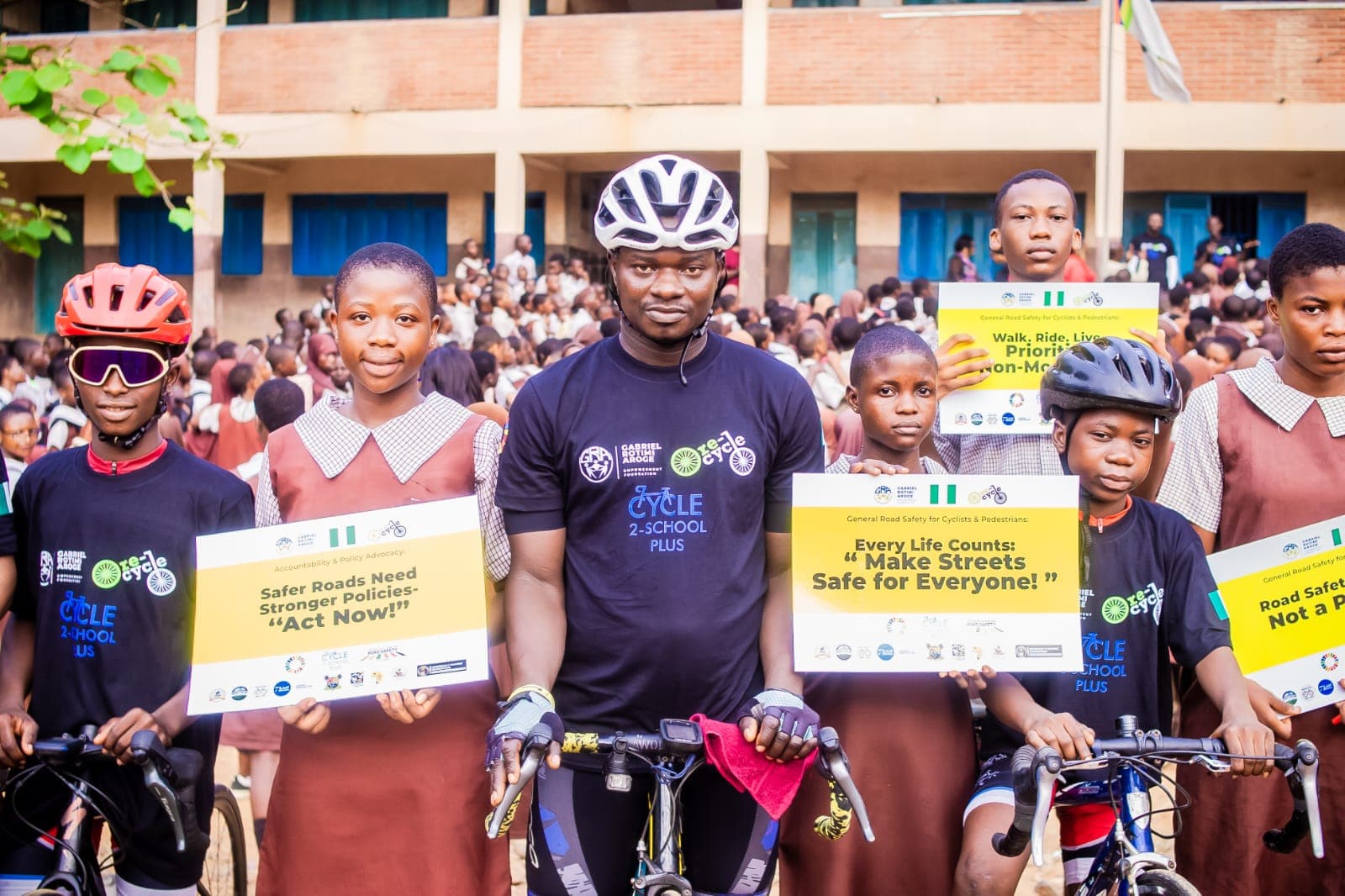 Students with bicycles at road safety training